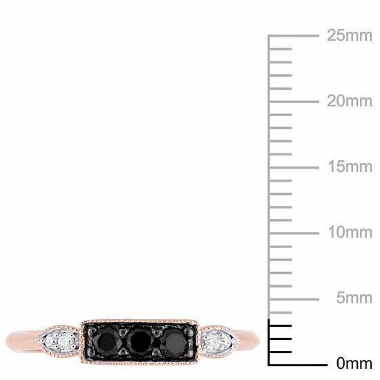 Stella Grace 10k Rose Gold 1/4 Carat T.W. Black & White Diamond 3-Stone Ring 6 Stella Grace 10k Rose Gold 1/4 Carat T.W. Black & White Diamond 3-Stone Ring - Image 6