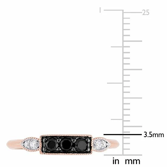 Stella Grace 10k Rose Gold 1/4 Carat T.W. Black & White Diamond 3-Stone Ring 7 Stella Grace 10k Rose Gold 1/4 Carat T.W. Black & White Diamond 3-Stone Ring - Image 7