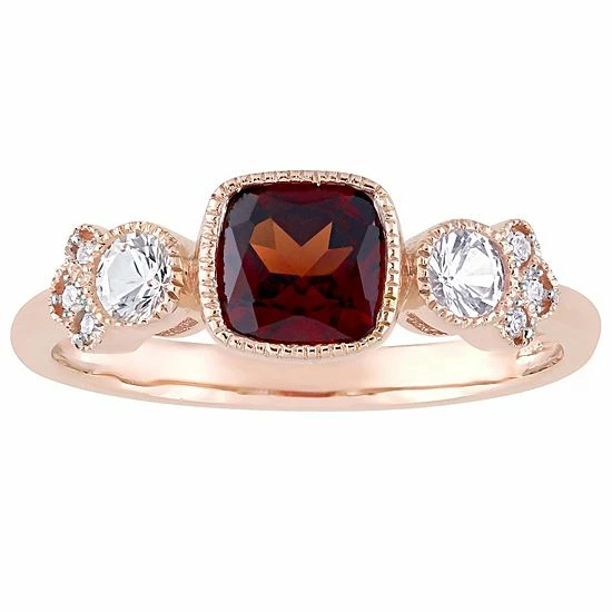 Stella Grace 10k Rose Gold Garnet, White Sapphire & Diamond Accent Fashion Ring 1 Stella Grace 10k Rose Gold Garnet, White Sapphire & Diamond Accent Fashion Ring