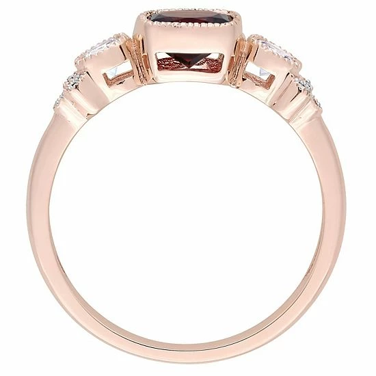 Stella Grace 10k Rose Gold Garnet, White Sapphire & Diamond Accent Fashion Ring 3 Stella Grace 10k Rose Gold Garnet, White Sapphire & Diamond Accent Fashion Ring - Image 3