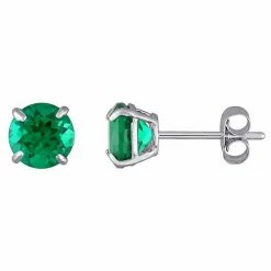 Stella Grace 10k White Gold Lab-Created Emerald Stud Earrings