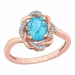 Stella Grace 10K Rose Gold Apatite & 1/10 Carat T.W. Diamond Knot Ring