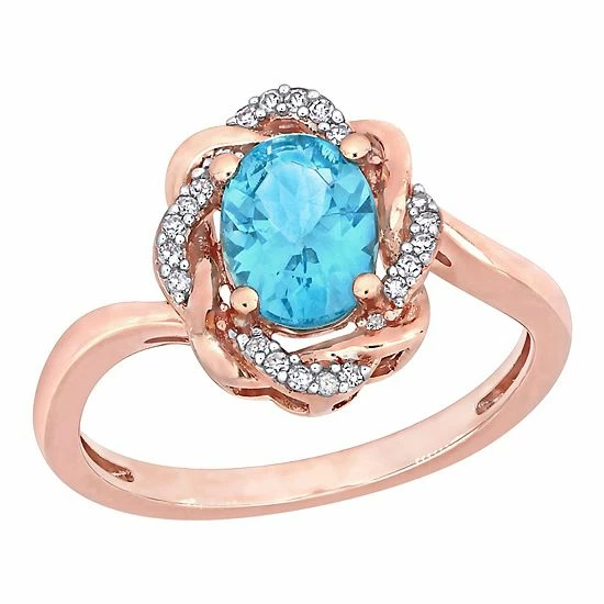 Stella Grace 10K Rose Gold Apatite & 1/10 Carat T.W. Diamond Knot Ring 1 Stella Grace 10K Rose Gold Apatite & 1/10 Carat T.W. Diamond Knot Ring