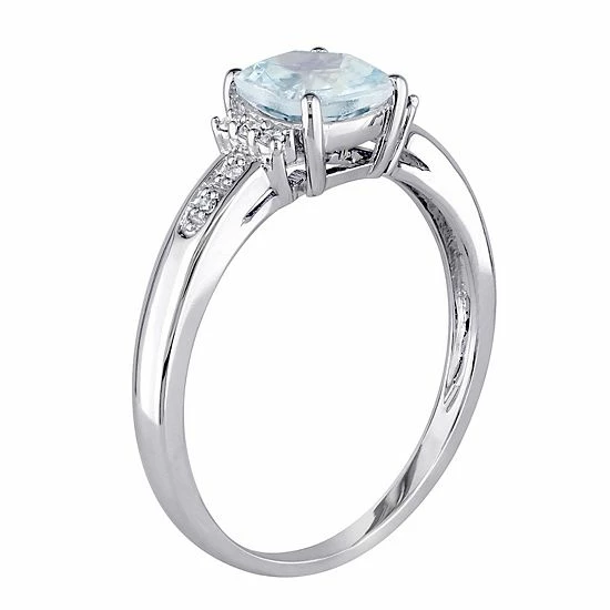 Stella Grace 10k White Gold Aquamarine & Diamond Accent Ring 2 Stella Grace 10k White Gold Aquamarine & Diamond Accent Ring - Image 2