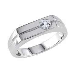 Stella Grace Sterling Silver White Sapphire Men's Wedding Band
