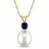 Stella Grace 14k Gold Freshwater Cultured Pearl And Sapphire Pendant Necklace