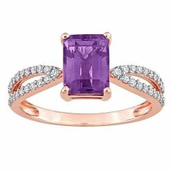 Stella Grace 14k Rose Gold Amethyst & 1/5 Carat T.W. Diamond Crossover Engagement Ring