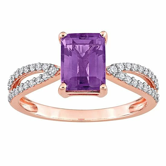 Stella Grace 14k Rose Gold Amethyst & 1/5 Carat T.W. Diamond Crossover Engagement Ring 1 Stella Grace 14k Rose Gold Amethyst & 1/5 Carat T.W. Diamond Crossover Engagement Ring