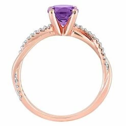 Stella Grace 14k Rose Gold Amethyst & 1/6 Carat T.W. Diamond Crossover Engagement Ring -Stella Grace Sales unnamed file 5789