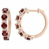 Stella Grace Rose Gold Tone Sterling Silver Garnet & White Topaz Hoop Earrings