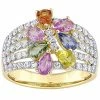 Stella Grace 14k Gold Multicolor Sapphire Cluster Floral Ring