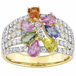 Stella Grace 14k Gold Multicolor Sapphire Cluster Floral Ring
