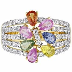 Stella Grace 14k Gold Multicolor Sapphire Cluster Floral Ring -Stella Grace Sales unnamed file 5816