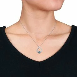 Stella Grace Sterling Silver London & Sky Blue Topaz Graduated Open Teardrop Pendant Necklace -Stella Grace Sales unnamed file 5823