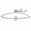 Stella Grace Sterling Silver 3/4 Carat T.W. Lab Created Moissanite Teardrop Halo Adjustable Bracelet