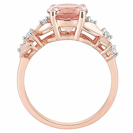 Stella Grace 10k Rose Gold Morganite & 1/7 Carat T.W. Diamond Engagement Ring 3 Stella Grace 10k Rose Gold Morganite & 1/7 Carat T.W. Diamond Engagement Ring - Image 3