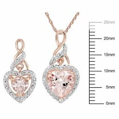 Stella Grace 10k Rose Gold Morganite & 1/5 Carat T.W Diamond Heart Pendant Necklace & Earring Set -Stella Grace Sales unnamed file 5837