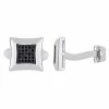 Stella Grace Sterling Silver 1/4 Carat T.W Black Diamond Pave Cufflinks