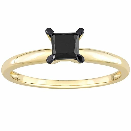 Stella Grace 14k Gold 3/4 Carat T.W Black Diamond Princess-Cut Solitaire Ring 1 Stella Grace 14k Gold 3/4 Carat T.W Black Diamond Princess-Cut Solitaire Ring
