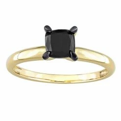 Stella Grace 14k Gold 1 Carat T.W Black Diamond Cushion Solitaire Ring