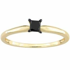 Stella Grace 14k Gold 1/4 Carat T.W. Princess Cut Black Diamond Solitaire Engagement Ring