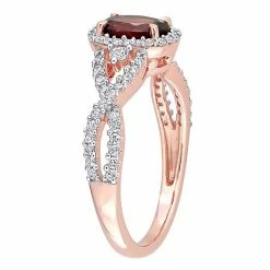 Stella Grace 10k Rose Gold Garnet, White Sapphire & 1/3 Carat T.W. Diamond Halo Twist Ring -Stella Grace Sales unnamed file 5880
