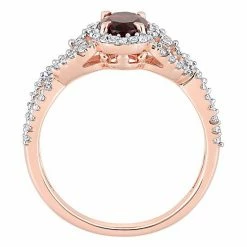 Stella Grace 10k Rose Gold Garnet, White Sapphire & 1/3 Carat T.W. Diamond Halo Twist Ring -Stella Grace Sales unnamed file 5881