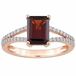 Stella Grace 14k Rose Gold Garnet & Diamond Accent Split-Shank Engagement Ring