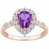 Stella Grace 10k Rose Gold Amethyst, Lab-Created White Sapphire & Diamond Accent Teardrop Halo Ring