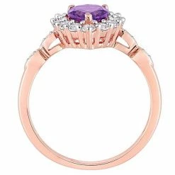 Stella Grace 10k Rose Gold Amethyst, Lab-Created White Sapphire & Diamond Accent Teardrop Halo Ring -Stella Grace Sales unnamed file 5888