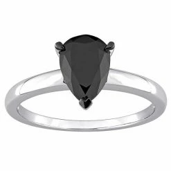 Stella Grace 10k White Gold 1 Carat T.W. Black Diamond Teardrop Solitaire Ring