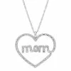 Stella Grace 10k White Gold 1/5 Carat T.W. Diamond "Mom" Heart Pendant