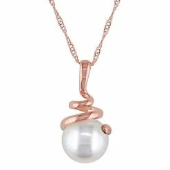 Stella Grace 14k Rose Gold Freshwater Cultured Pearl Pendant Necklace