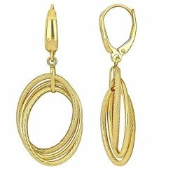 Stella Grace 10k Gold Triple Open Oval Hanging Earrings
