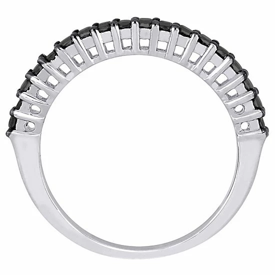 Stella Grace 10k White Gold 1/5 Carat T.W. Black Diamond Anniversary Band Ring 3 Stella Grace 10k White Gold 1/5 Carat T.W. Black Diamond Anniversary Band Ring - Image 3