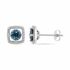 Stella Grace 10k White Gold London Blue Topaz & Diamond Accent Frame Earrings
