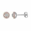 Stella Grace Two Tone Sterling Silver 1/4 Carat T.W. Diamond Halo Stud Earrings