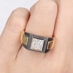 Stella Grace Men's Two Tone Sterling Silver Lab-Created Moissanite Solitaire Ring -Stella Grace Sales unnamed file 5978