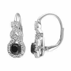 Stella Grace 1 Carat T.W. Black Diamond & Lab-Created White Sapphire Sterling Silver Twist Drop Earrings