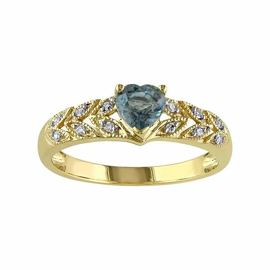 Stella Grace Green Sapphire & Diamond Accent 10k Gold Heart Ring 1 Stella Grace Green Sapphire & Diamond Accent 10k Gold Heart Ring
