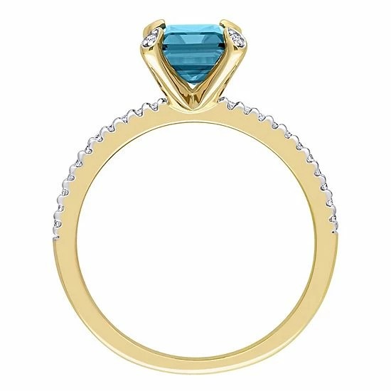 Stella Grace 14k Gold London Blue Topaz & 1/10 Carat T.W. Diamond Engagement Ring 3 Stella Grace 14k Gold London Blue Topaz & 1/10 Carat T.W. Diamond Engagement Ring - Image 3