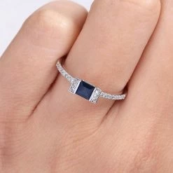 Stella Grace 14k White Gold Sapphire & 1/10 Carat T.W. Diamond Engagement Ring -Stella Grace Sales unnamed file 5994