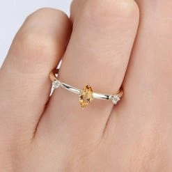 Stella Grace 10k Gold Citrine & White Topaz Stackable Ring -Stella Grace Sales unnamed file 6007