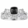 Stella Grace 10k White Gold 1 1/2 Carat T.W. Black & White Diamond Vintage Engagement Ring Set