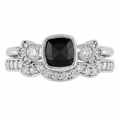 Stella Grace 10k White Gold 1 1/2 Carat T.W. Black & White Diamond Vintage Engagement Ring Set -Stella Grace Sales unnamed file 6012