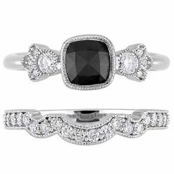 Stella Grace 10k White Gold 1 1/2 Carat T.W. Black & White Diamond Vintage Engagement Ring Set -Stella Grace Sales unnamed file 6013