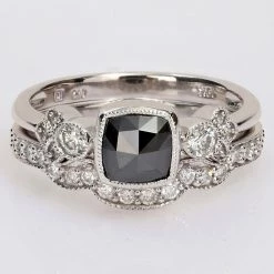 Stella Grace 10k White Gold 1 1/2 Carat T.W. Black & White Diamond Vintage Engagement Ring Set -Stella Grace Sales unnamed file 6014