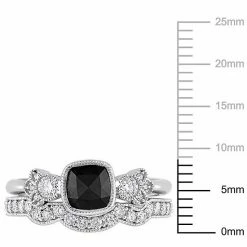 Stella Grace 10k White Gold 1 1/2 Carat T.W. Black & White Diamond Vintage Engagement Ring Set -Stella Grace Sales unnamed file 6015