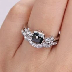 Stella Grace 10k White Gold 1 1/2 Carat T.W. Black & White Diamond Vintage Engagement Ring Set -Stella Grace Sales unnamed file 6017