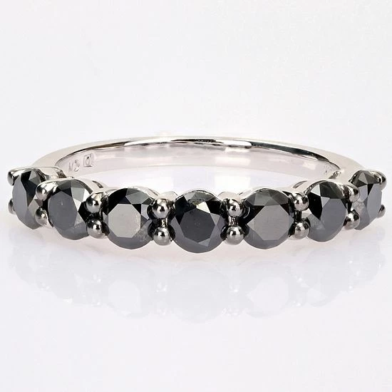 Stella Grace 10k White Gold 1 3/4 Carat T.W. Black Diamond Semi-Eternity Ring 4 Stella Grace 10k White Gold 1 3/4 Carat T.W. Black Diamond Semi-Eternity Ring - Image 4